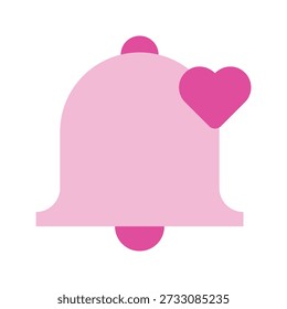 Icono de color plano de notificación de campana de recordatorio de amor romántico