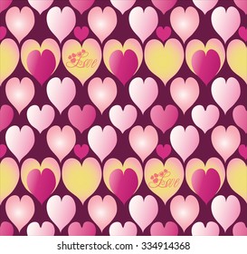 Romantic love seamless print with different hearts . Vector illustration. 