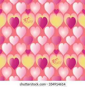 Romantic love seamless print with different hearts . Vector illustration. 