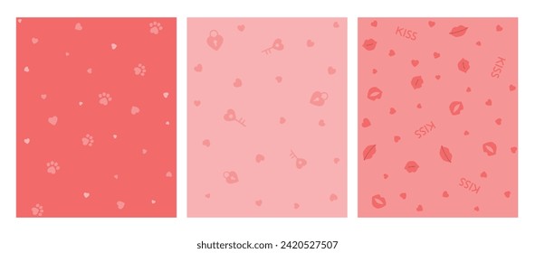 Romantic love seamless Valentine's Day patterns for background, texture, fabric, wrapping paper