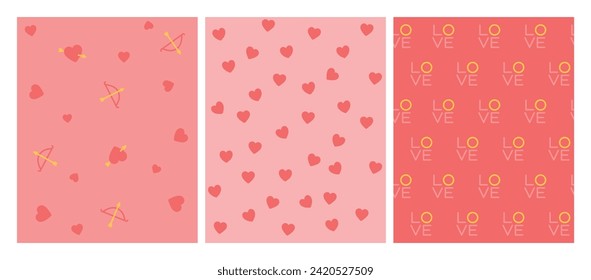 Romantic love seamless Valentine's Day patterns for background, texture, fabric, wrapping paper