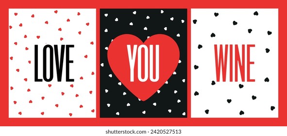 Romantic love seamless Valentine's Day patterns for background, texture, fabric, wrapping paper