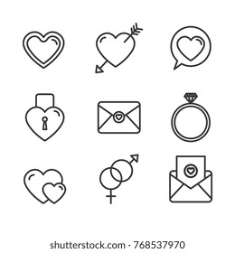 romantic love set icons