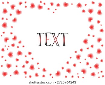 Romantic Love Text Typography with Red Heart Border on White Background for Valentine Design, Minimal Love Text Illustration Surrounded by Floating Red Hearts for Romantic Greeting Card, Elegant Love Word Art with Soft Red Heart Frame for Wedding Valentine and Romance Theme