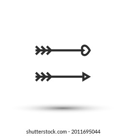 Romantic love two vector Cupid arrows icons vector element for trendy design. Simple pictogram for mobile concept and web apps. Vector line valentine's arrows icon isolated