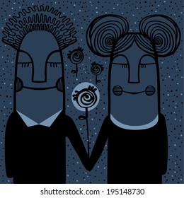 Romantic love. Vector illustration