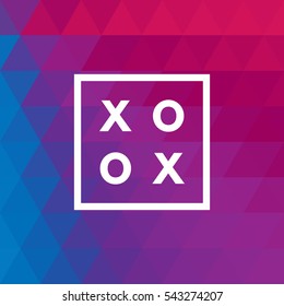 Romantic love XOXO minimal logo in outline frame, vintage modern label on geometric background. Retro package template. Trend layout, art print. Valentine day greeting card