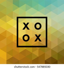 Romantic love XOXO minimal logo in outline frame, vintage modern label on geometric background. Retro package template. Trend layout, art print. Valentine day greeting card