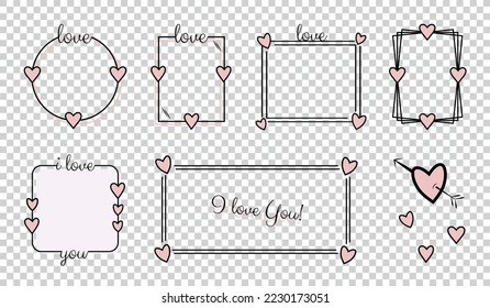 Romantik - ich liebe es, dass Sie Bilder mit Herzen setzen - verschiedene Vektorgrafiken einzeln auf transparentem Hintergrund
