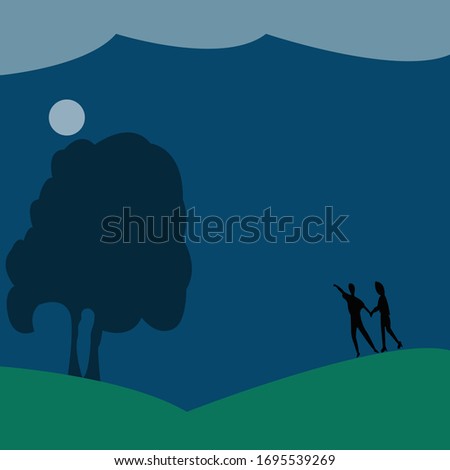 Romantic loving couple vector illustration.