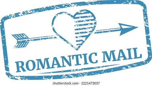 Romantic mail stamp. Realistic postal card decoration