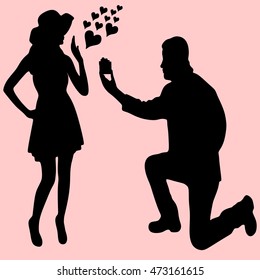romantic man proposing to a woman