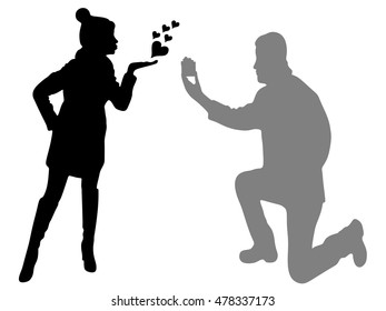 romantic man proposing to a woman