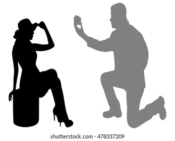 romantic man proposing to a woman