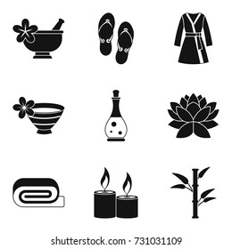 Romantic massage icons set. Simple set of 9 romantic massage vector icons for web isolated on white background
