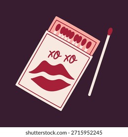 Romantic Matchbox with Lips and XO text for Valentine's Day