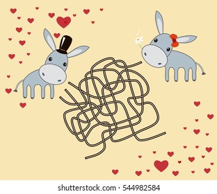 Romantic maze: Help the male neddy to find the way to the female neddy