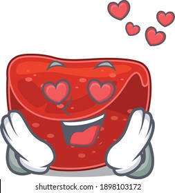 Romantic meatloaf cartoon character has a falling in love eyes. Vector illustration