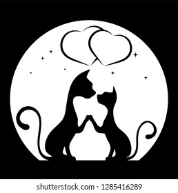 Romantic meeting of cats vector illustration.