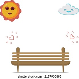 Romantic meeting of two lovers with little red hearts in the open air, sunshine, smiling and laughing clouds professionally on a white background