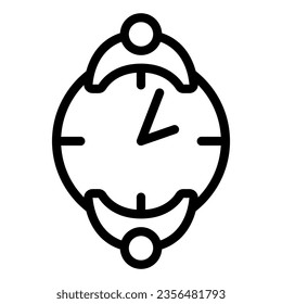 Romantic meeting for two at a table made of clock line icon, dating concept, date vector sign on white background, outline style icon for mobile concept and web design. Vector graphics