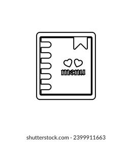 icono de menú romántico en fondo blanco, ilustración vectorial
