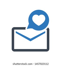 Romantic message icon. vector graphics