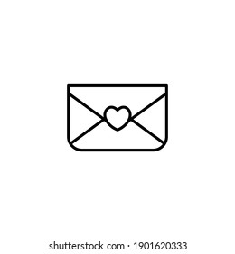 Romantic Message Outline Icon - Valentine's Day Elements Icon Set Vector Illustration