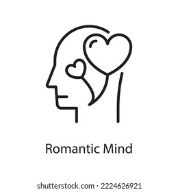 Romantic Mind Vector Outline Icon Design illustration. Love Symbol on White background EPS 10 File