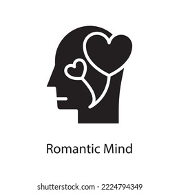 Romantic Mind Vector Solid Icon Design illustration. Love Symbol on White background EPS 10 File
