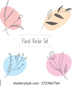 Romantic Minimalist Floral Vector Set 