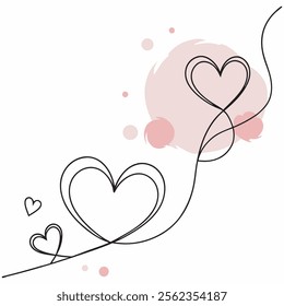 Romantic minimalist heart artwork for Valentine's Day cards and decorations,Modern abstract heart design with flowing lines and light pink accents.