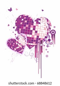 romantic mirror hearts - vector