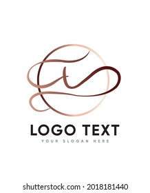 A romantic modern script style letter type T logo template, Vector logo for business and company identity 