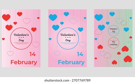 Romantic, modern vector posters for Valentine's Day. Abstract designs featuring hearts, love typography, and couple themes. Perfect for cards and social media.