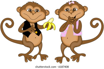 Romantic monkey vector.
