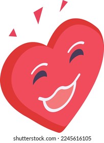 Romantic Mood or Heart Smiling isometric view Concept, Facial expression Vector Icon design, Love and romance symbol, Valentines Day Sign, fascination and glamour stock illustration, 