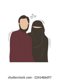 romantic moslem husband and wife couple vector illustration