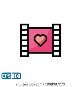 romantic movie icon in filled line style isolated on white background. sign symbol valentine's day. EPS 10