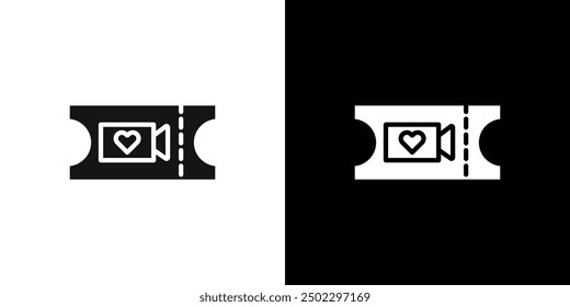 Romantic Movie ticket icon logo set vector