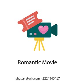 Romantische Film Vector Flach Icon Design Illustration. Liebessymbol auf weißem Hintergrund EPS10-Datei