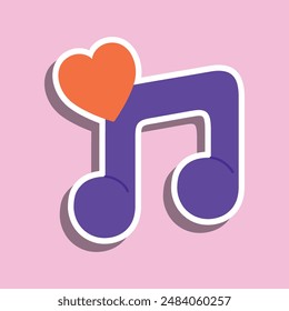 Romantic music icon. Valentine day symbol