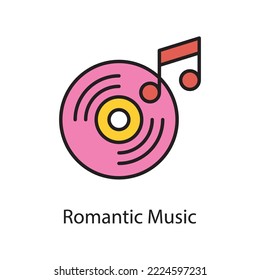 Romantic Music Vector Filled Outline Icon Design illustration. Love Symbol on White background EPS 10 File