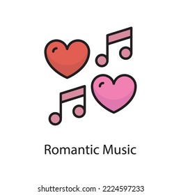 Romantic Music Vector Filled Outline Icon Design illustration. Love Symbol on White background EPS 10 File