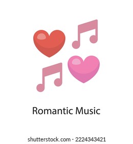 Romantic Music Vector Flat Icon Design illustration. Love Symbol on White background EPS 10 File