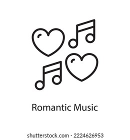 Romantische Musik Vektorgrafik Outline Icon Design Illustration. Liebessymbol auf weißem Hintergrund EPS10-Datei