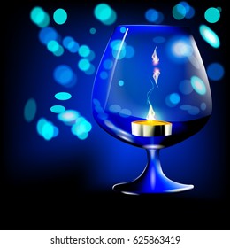 Romantic night with candlelight and bokeh background. vector