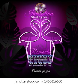 Romantic night party invitation. Trendy design. Vector illustration.
