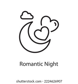 Romantic Night Vector Outline Icon Design illustration. Love Symbol on White background EPS 10 File