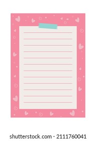 romantic note paper with adhesive tape